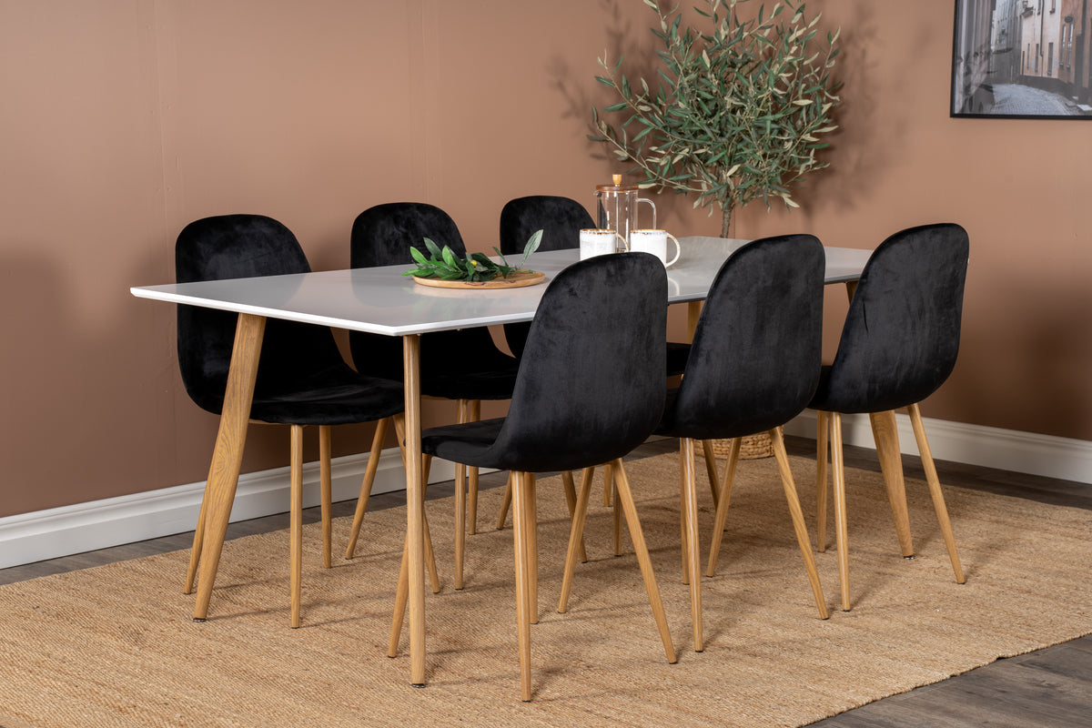 Hakaro Eetkamertafel - 180x90 cm - Wit met eiken poten