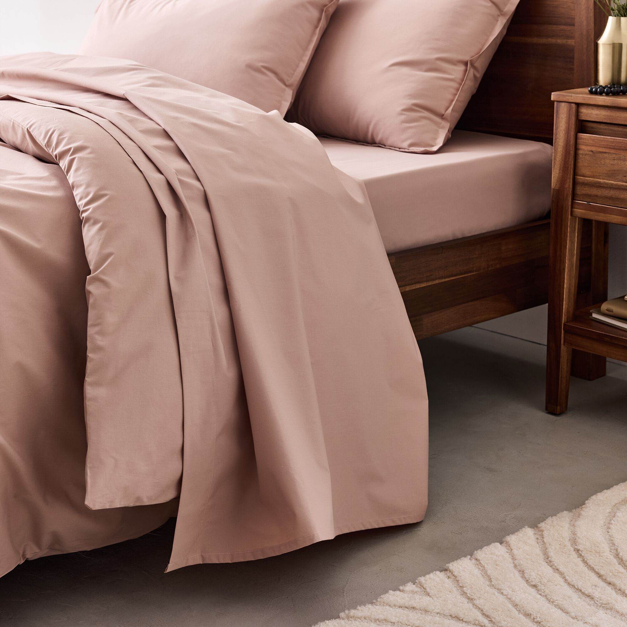 FLORE - Drap plat en percale de coton270x300cm - rose salina