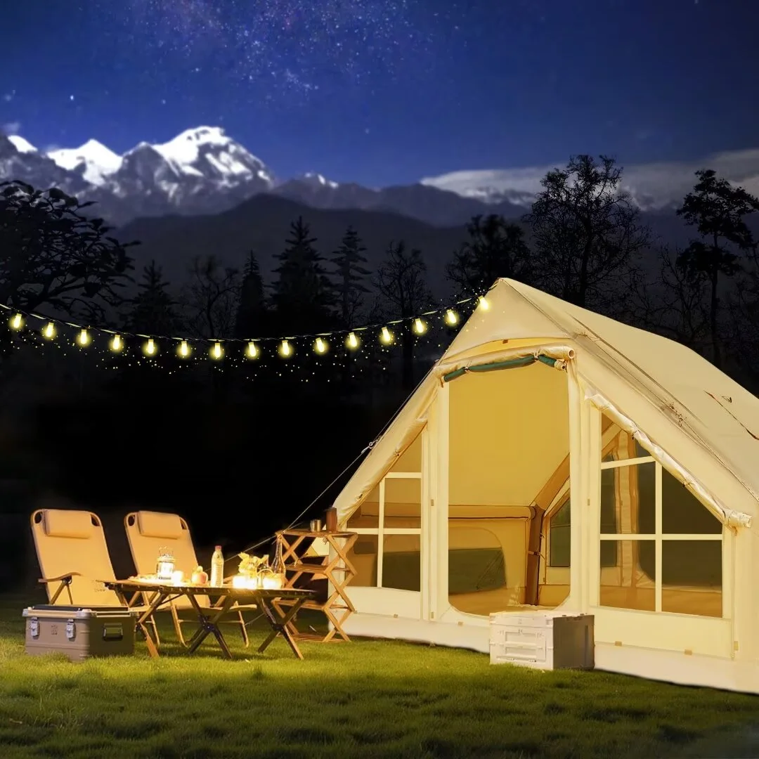 NAIZEA Tent for Camping with Pump - Air Glamping Tents, Easy Setup Blow up Tent, Waterproof Oxford Inflatable Tent, 4 - 6 Person Cabin Tent with Mesh & Chimney Window