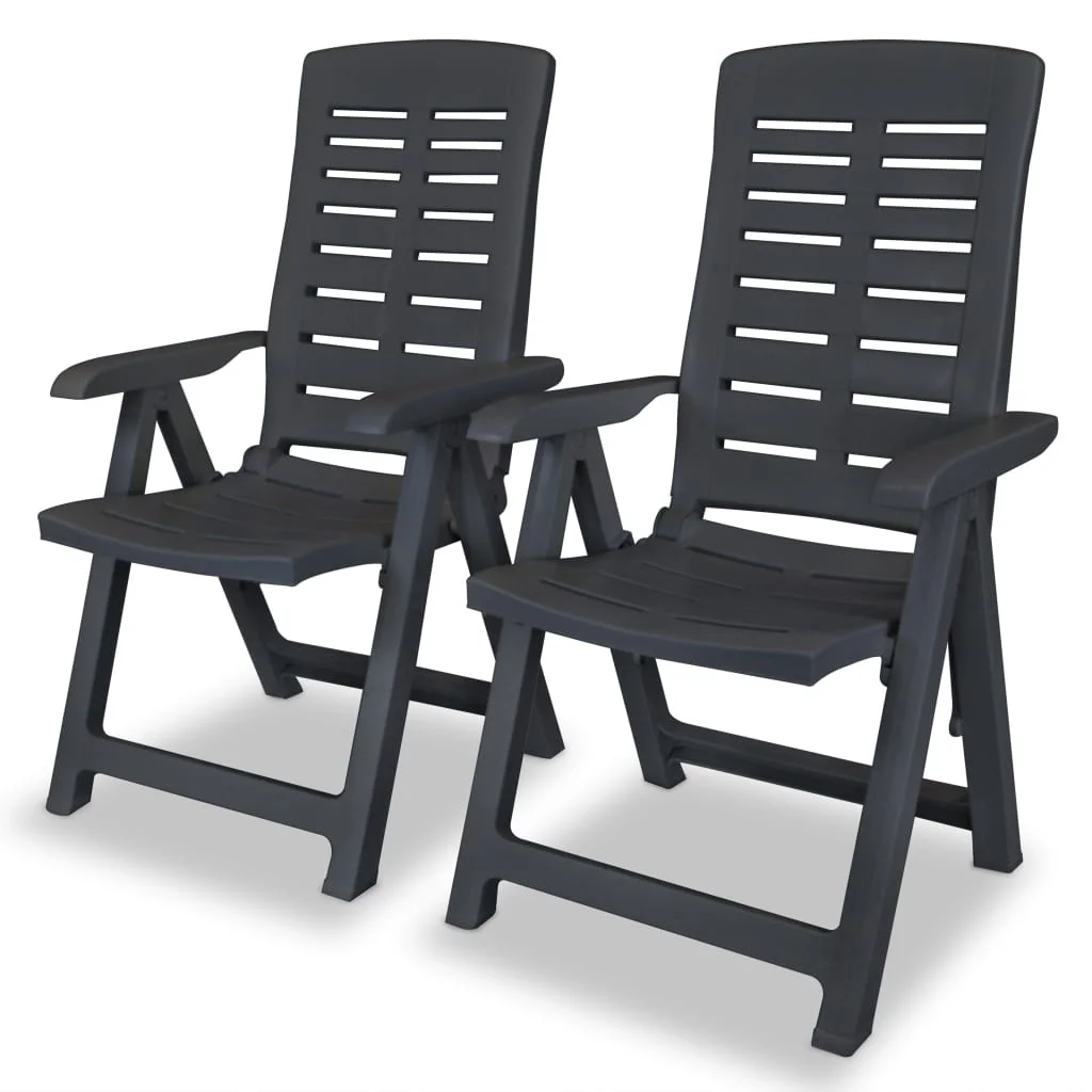 vidaXL Reclining Patio Chairs Outdoor Stack Dining Chair with Armrest Plastic - Image 34