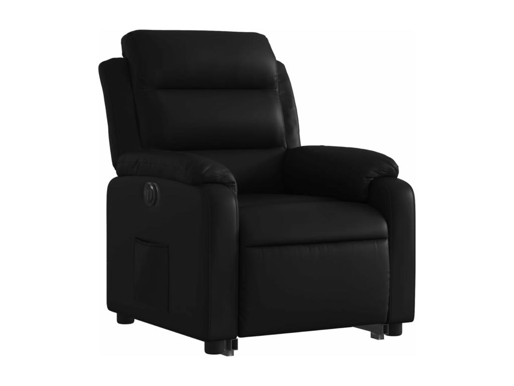 Sillón reclinable y elevable eléctrico cuero sintético negro