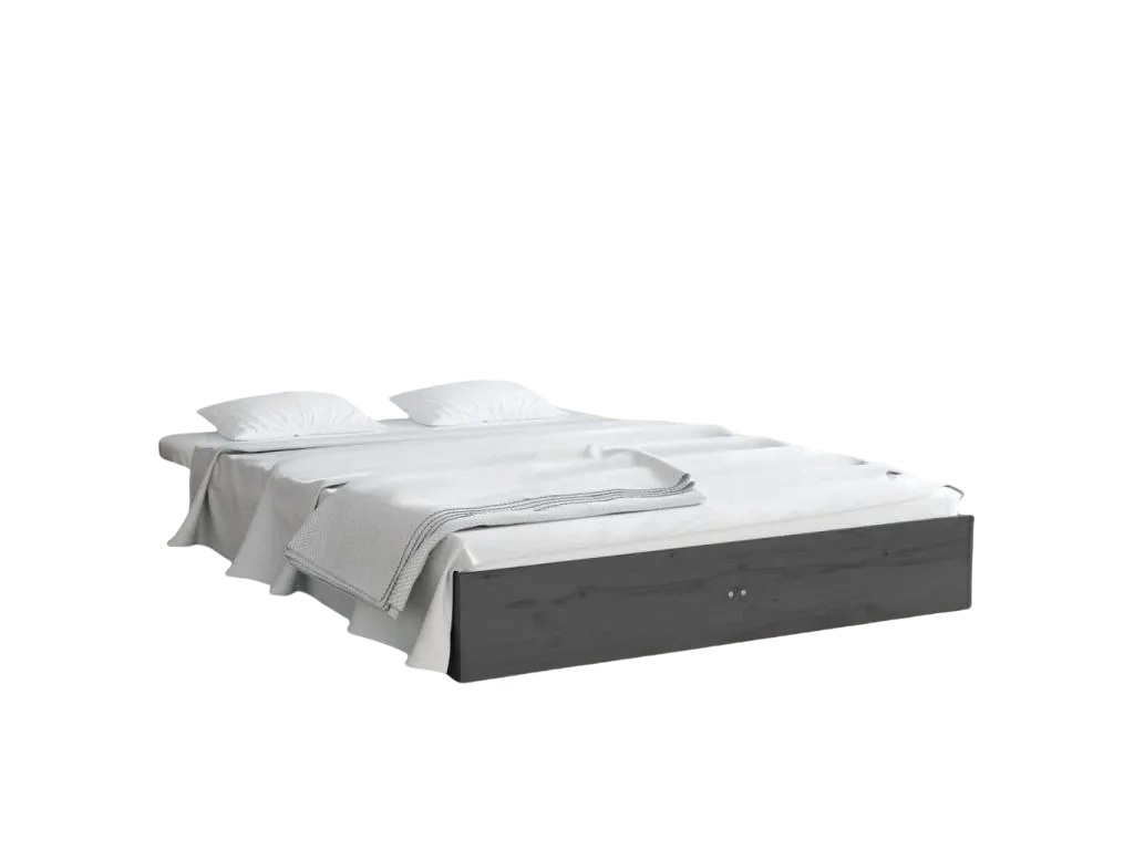 Mueblescolor cama doble sin colchón madera maciza gris 135x190 cm