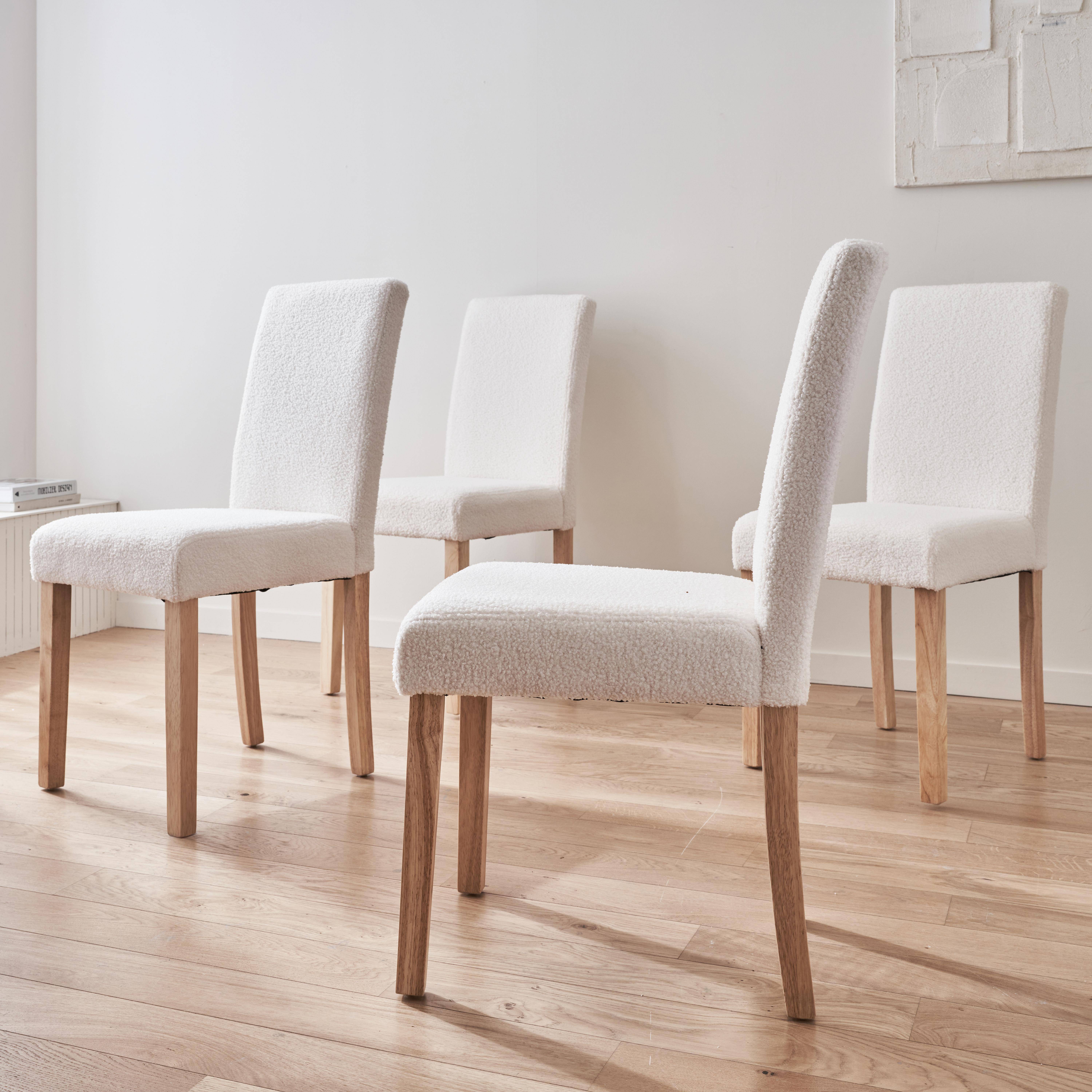 Rita - Silla de madera de hevea y borreguito, set de 4