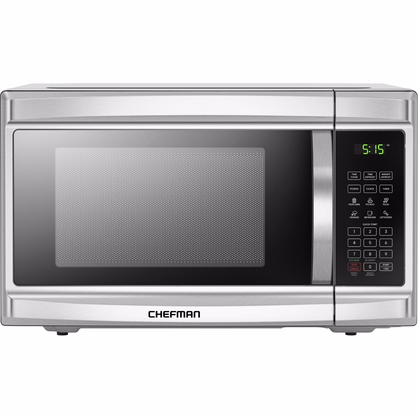 Chefman 0.9 cu ft Countertop Microwave Oven, 900 Watts - Stainless Steel