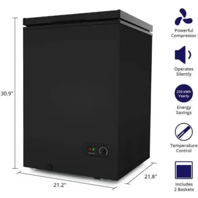Northair 3.5 Cu Ft Chest Freezer, Black – Quiet Compressor, 2 Removable Baskets, 7 Temp Settings