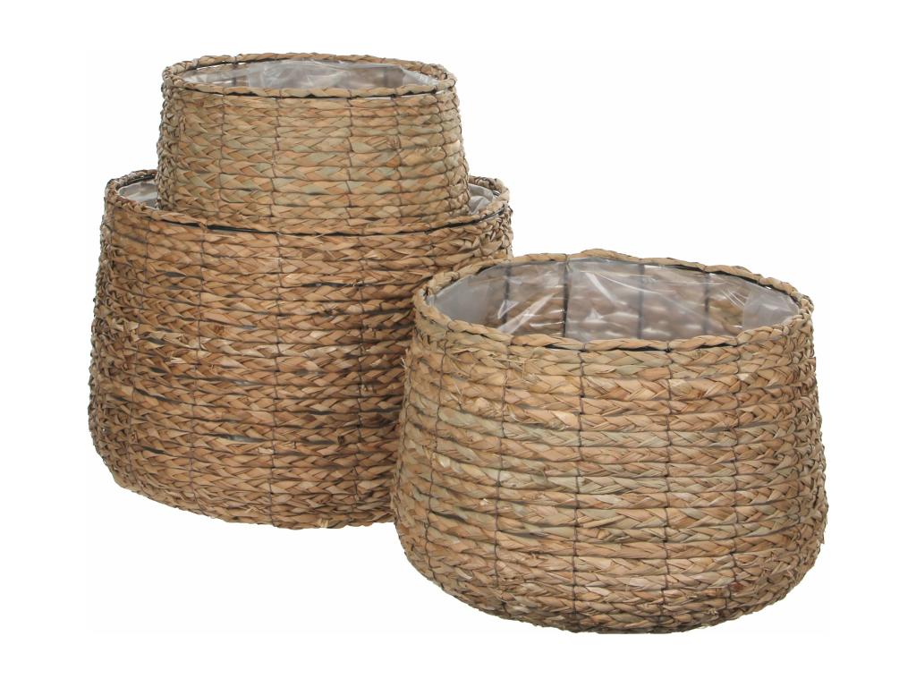 Juego de cestas para plantas de Zostera y plastico - 32 x Ø44 - Marrón claro - AVALON