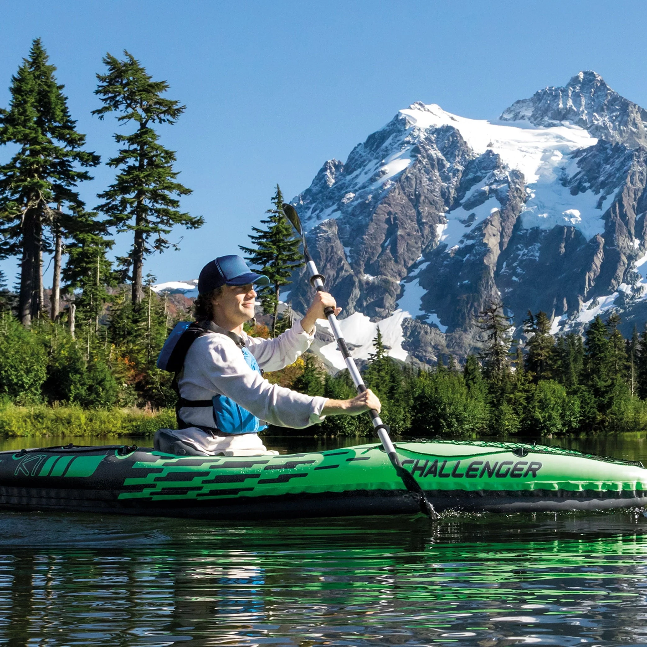 Intex Challenger K1 Inflatable Single Person Kayak Set and Accessory Kit w/ Pump - Image 3