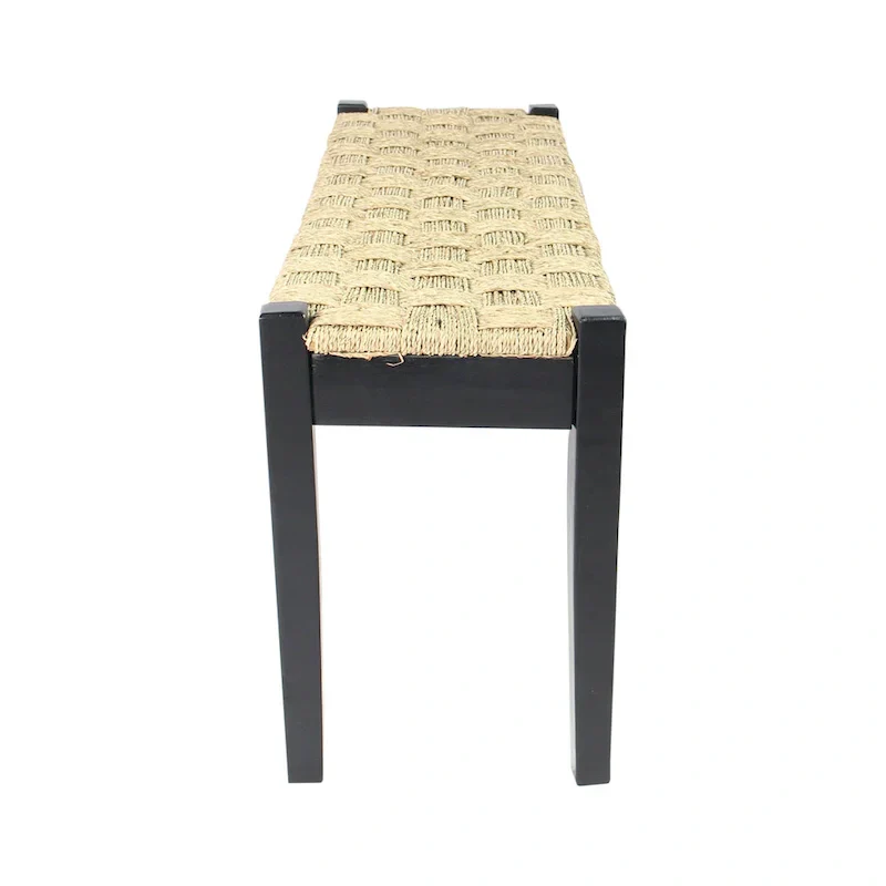 M4H Shambles Solid Wood Indoor Bench with Natural Seagrass