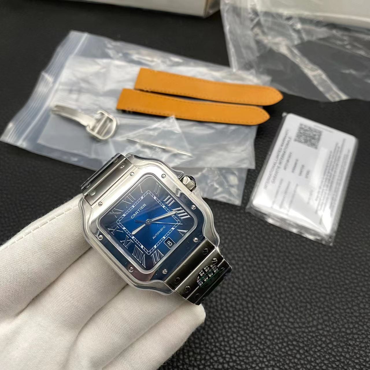 Cartier Santos Blue Dial Swiss Replica Clone Automatic WSSA0009 TOP