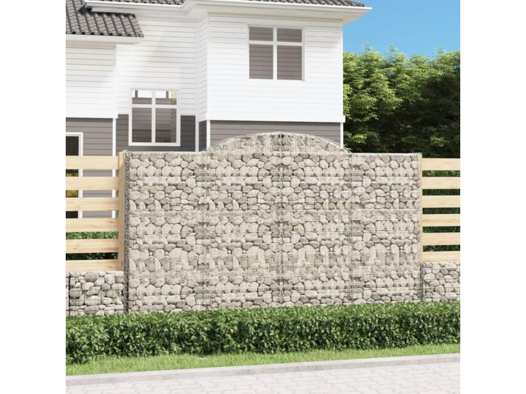 Cestas de gaviones arqueadas 6 piezas 300x50x180/200 cm hierro galvanizado