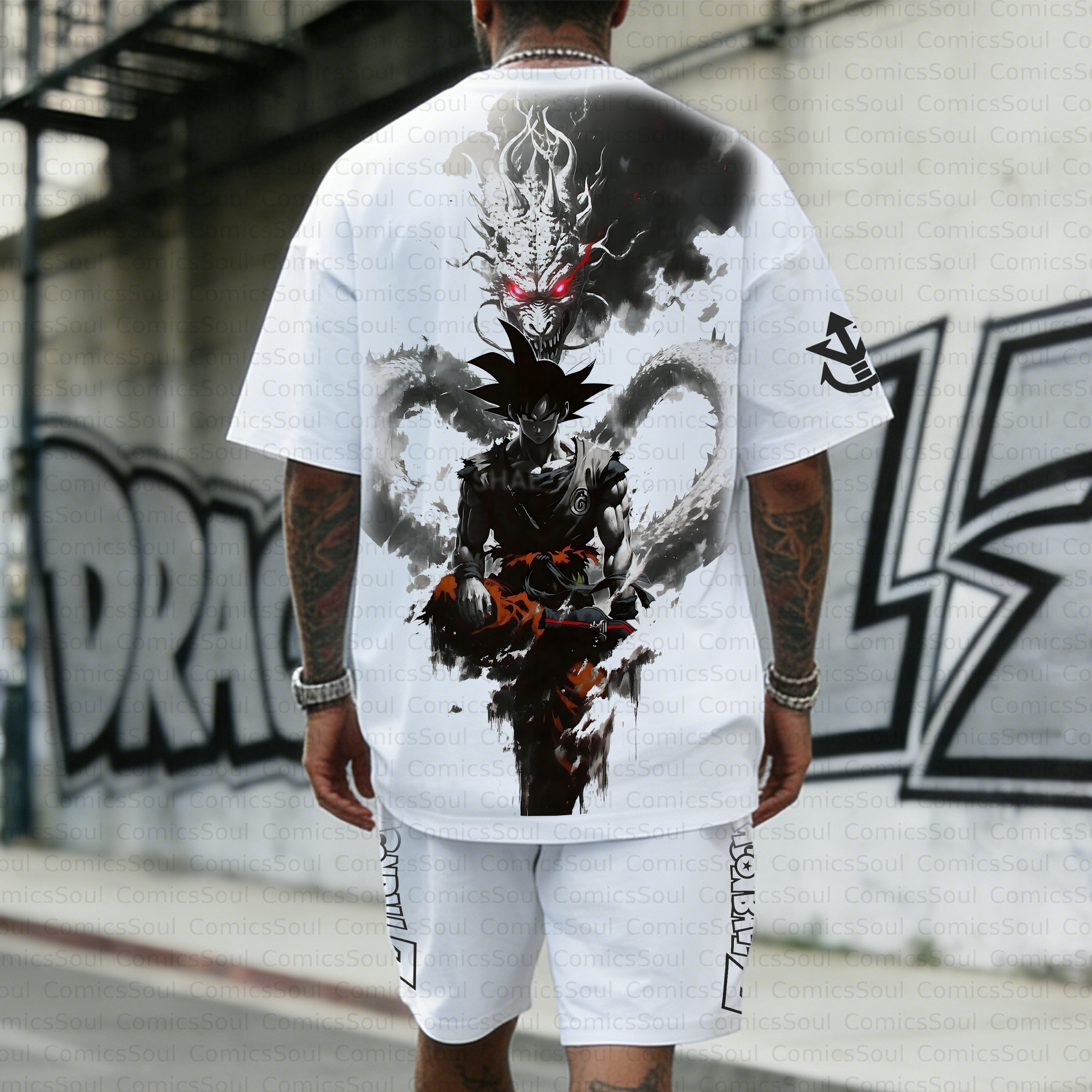 Unisex Anime Inspired Vintage T-shirt& Shorts 2 Pieces Set