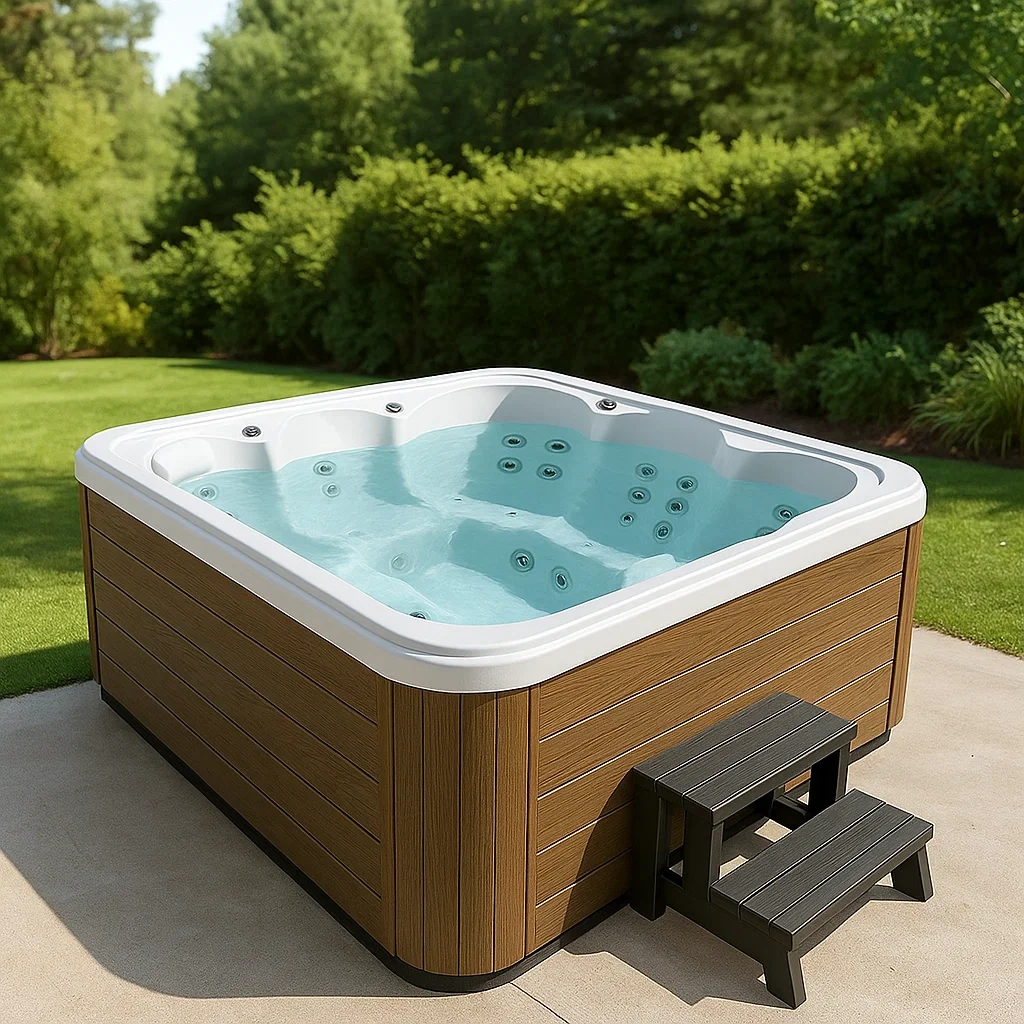 Spas rígidos 200x200x85 cm, 3 personas, cuadrado, color Madera/Blanco JMEeIui441Pr