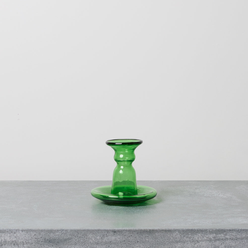 Bougeoir en verre - Olive