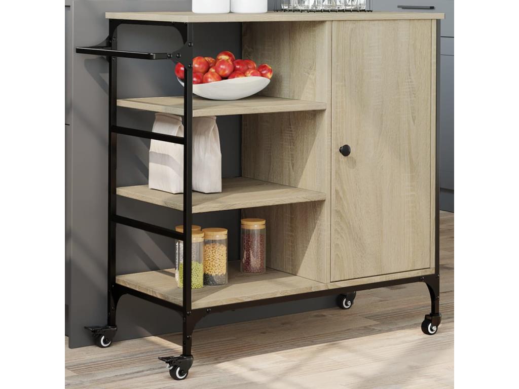 Carrito de cocina madera ingeniería Sonoma 87,5x38,5x84,5 cm