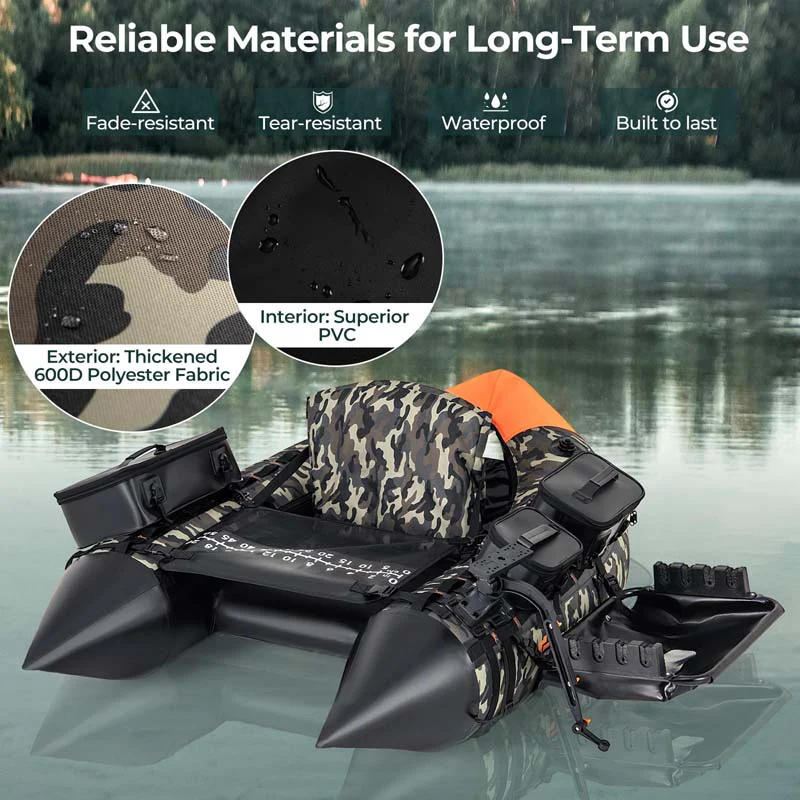 Eletriclife Fishing Float Tube Inflatable Belly Boat with Fish Finder Holder