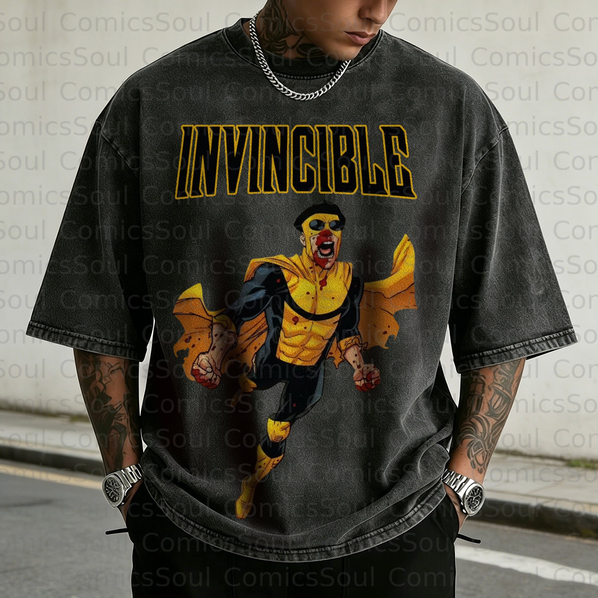 Unisex Anime Inspired Vintage Washed T-Shirt
