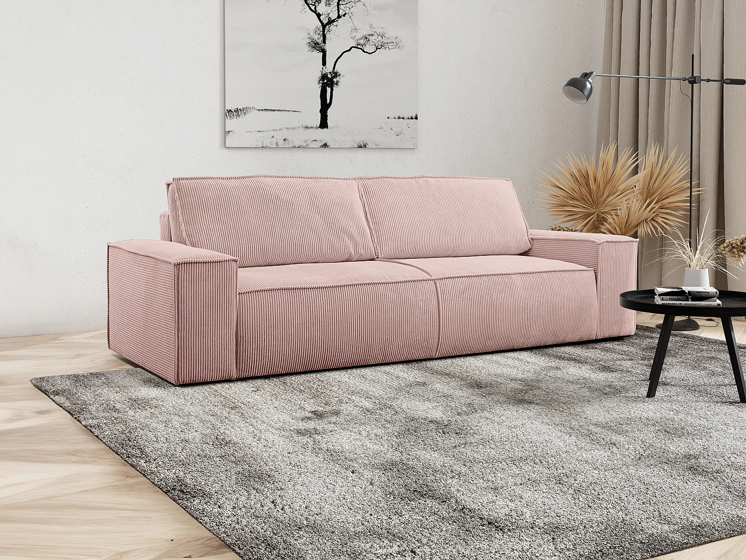Sofá cama de 4 plazas de pana beige AMELIA de PASCAL MORABITO