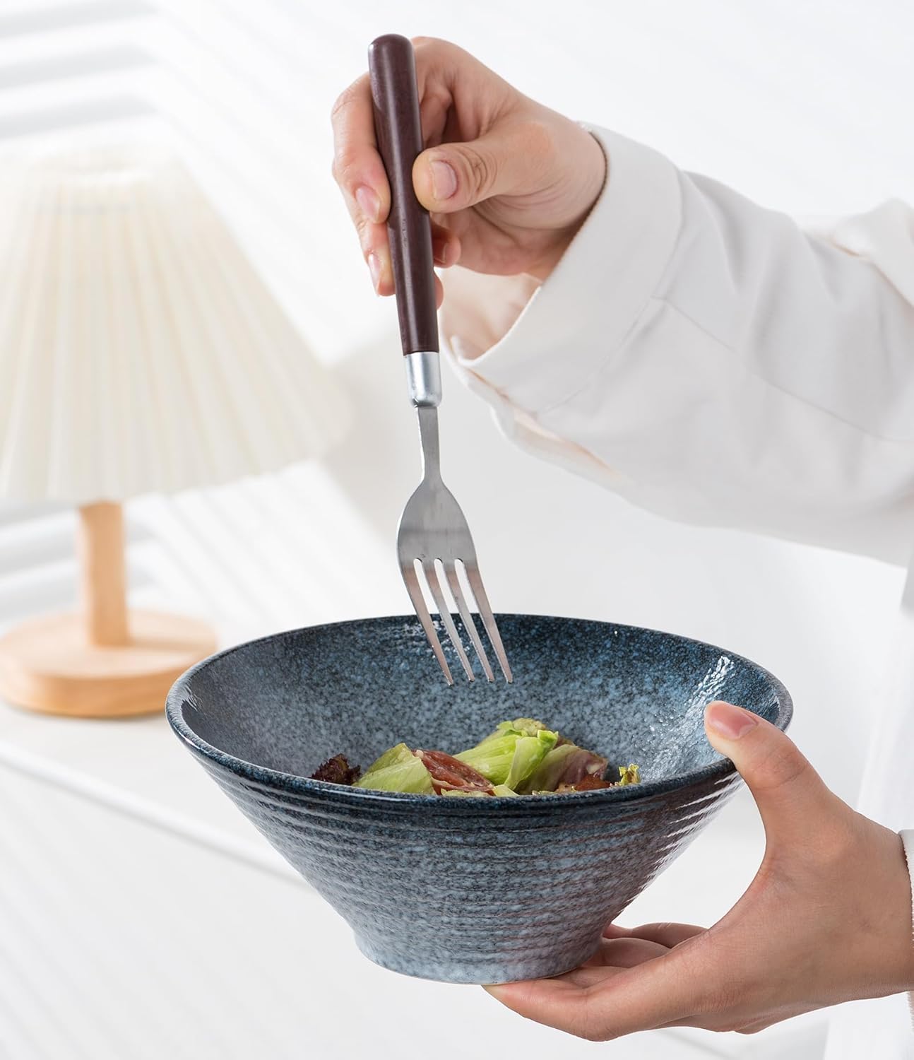 Jusalpha Ceramic Ramen Bowl Set, 7 Inch Asian Noodle Soup Bowls, Set of 4 (4, 7 Inches)