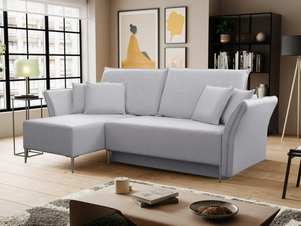 Sofá rinconero Hogarve 146 Gris Función de descanso Caja de ropa de cama 247x142cm mmzo01455