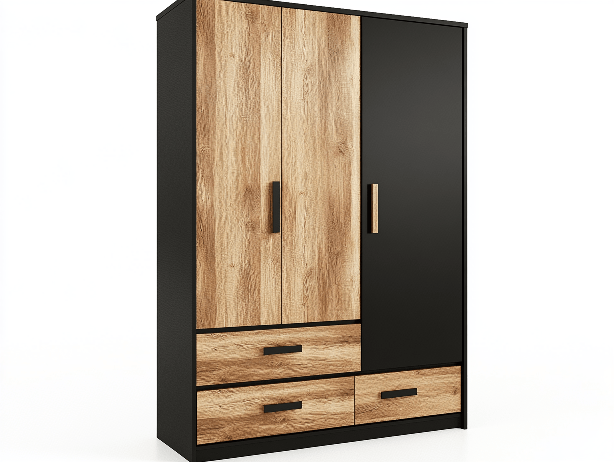 Armario con puertas dobles y 3 cajones, 80x50x180 cm