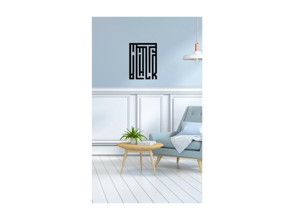 Decoración de Metal White Black 1, Negro, 50x1,5x66 cm, Tucasago