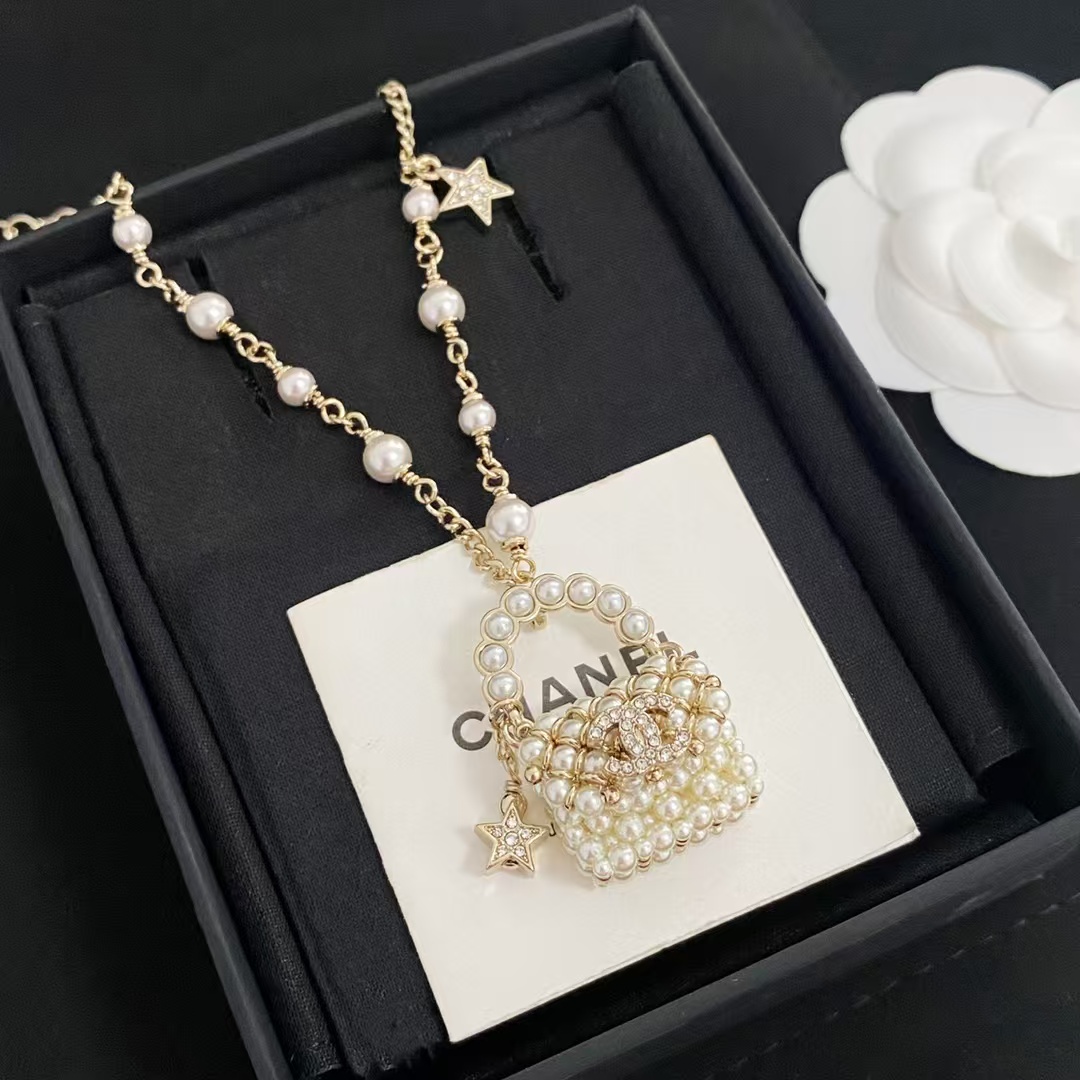 Chanel Pearl Bag Pendant Necklace - Original Replica Club