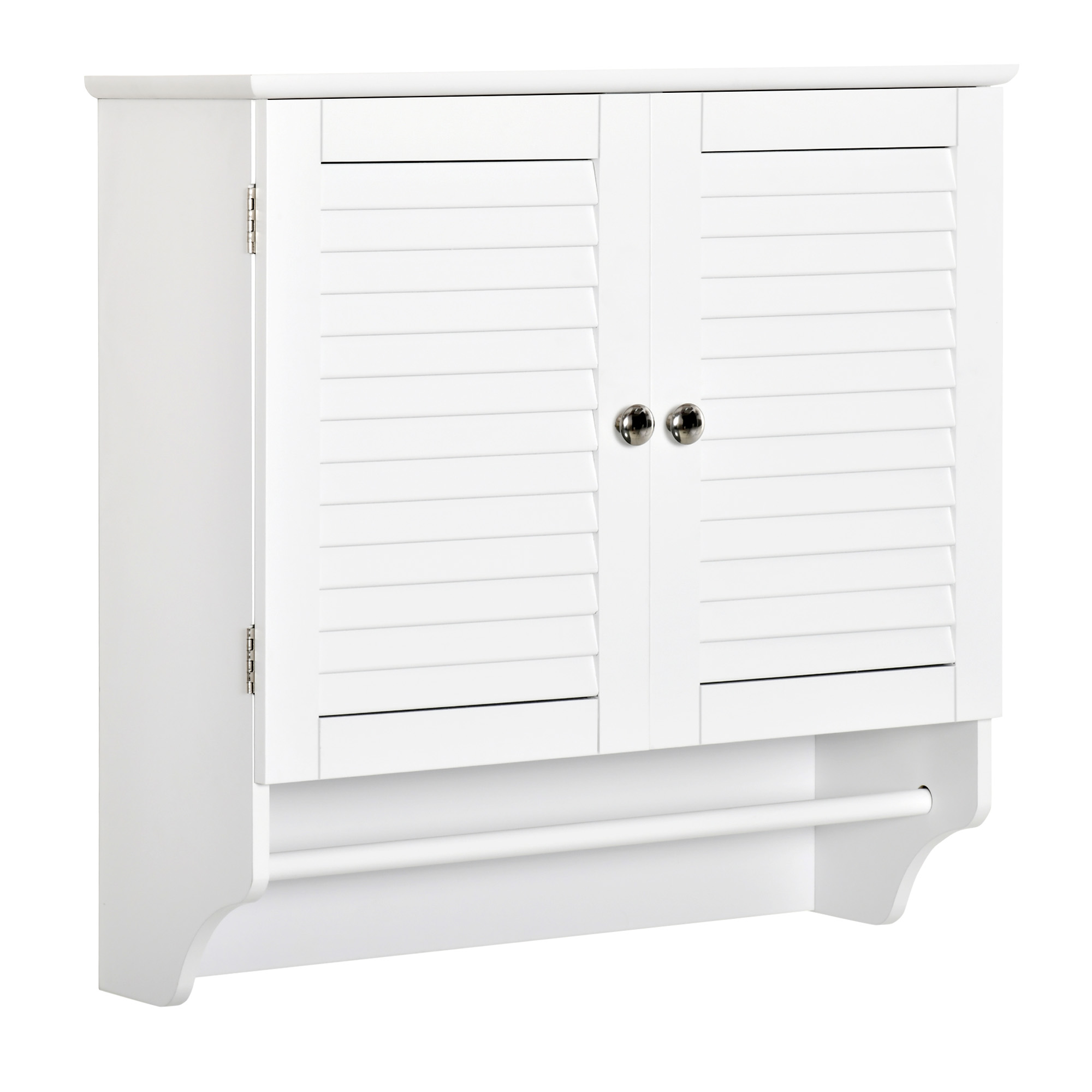 Armario de pared para baño con puertas tipo persiana, estante y toallero jh6737c3