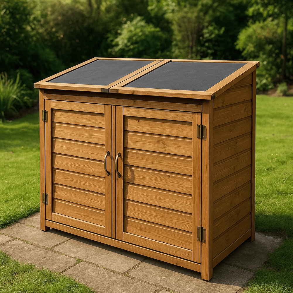 Armario Exterior de Madera 125x65x110 cm Tipo Cobertizo Teca