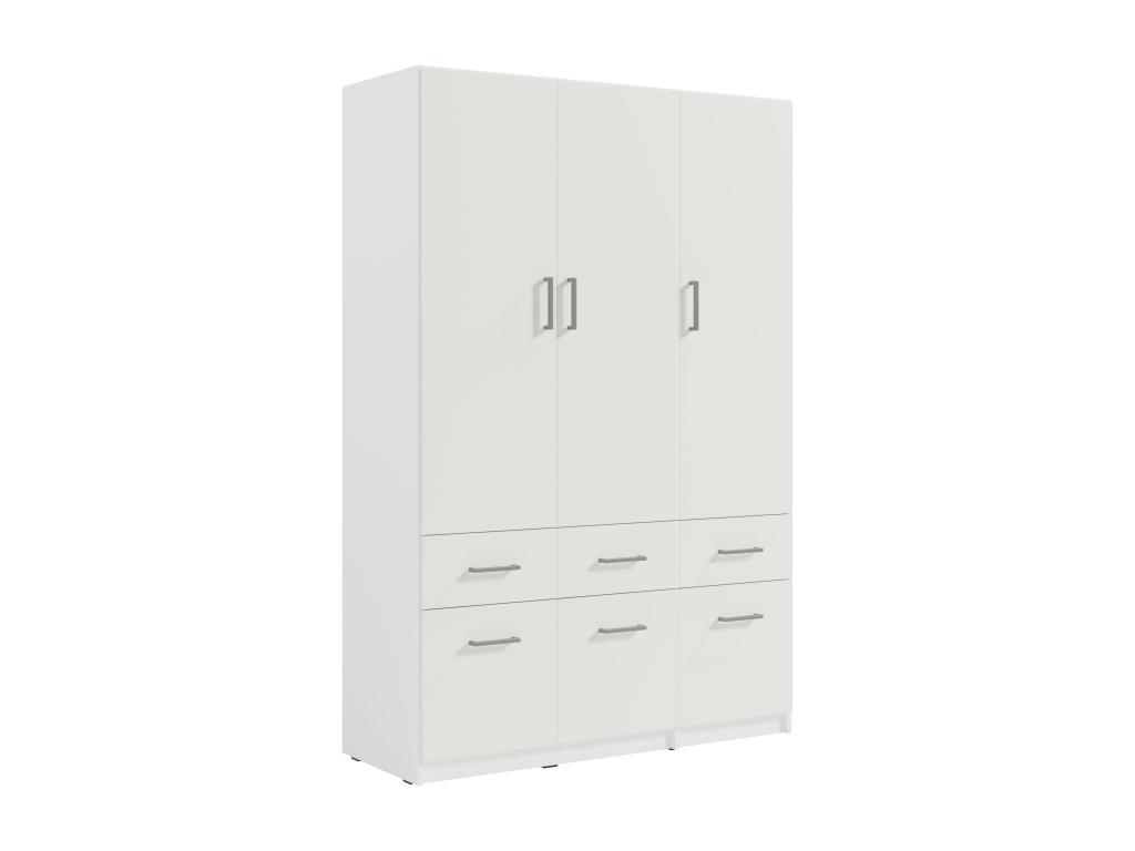 Armario de 3 puertas y 6 cajones - blanco
