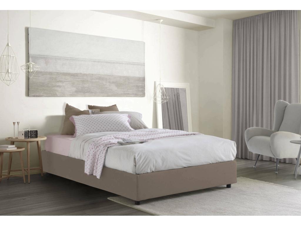Cama doble Joliven Cama contenedor con revestimiento de 100 Made in Italy Apertura frontal Apto para colchón de 140x200 cm Taupe