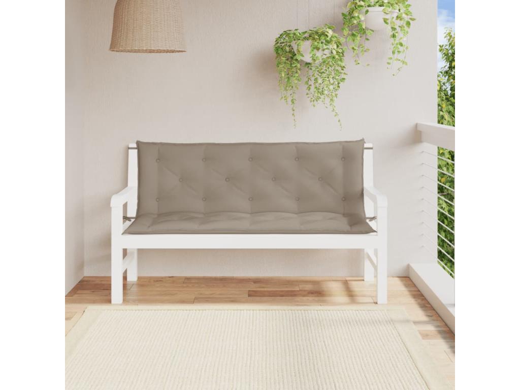 Cojines de banco de jardín 2 uds tela Oxford taupé 150x50x7 cm