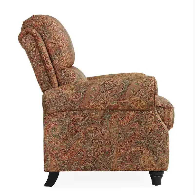 Push Back Recliner Chair with Padded Cushion and Solid Wood Legs