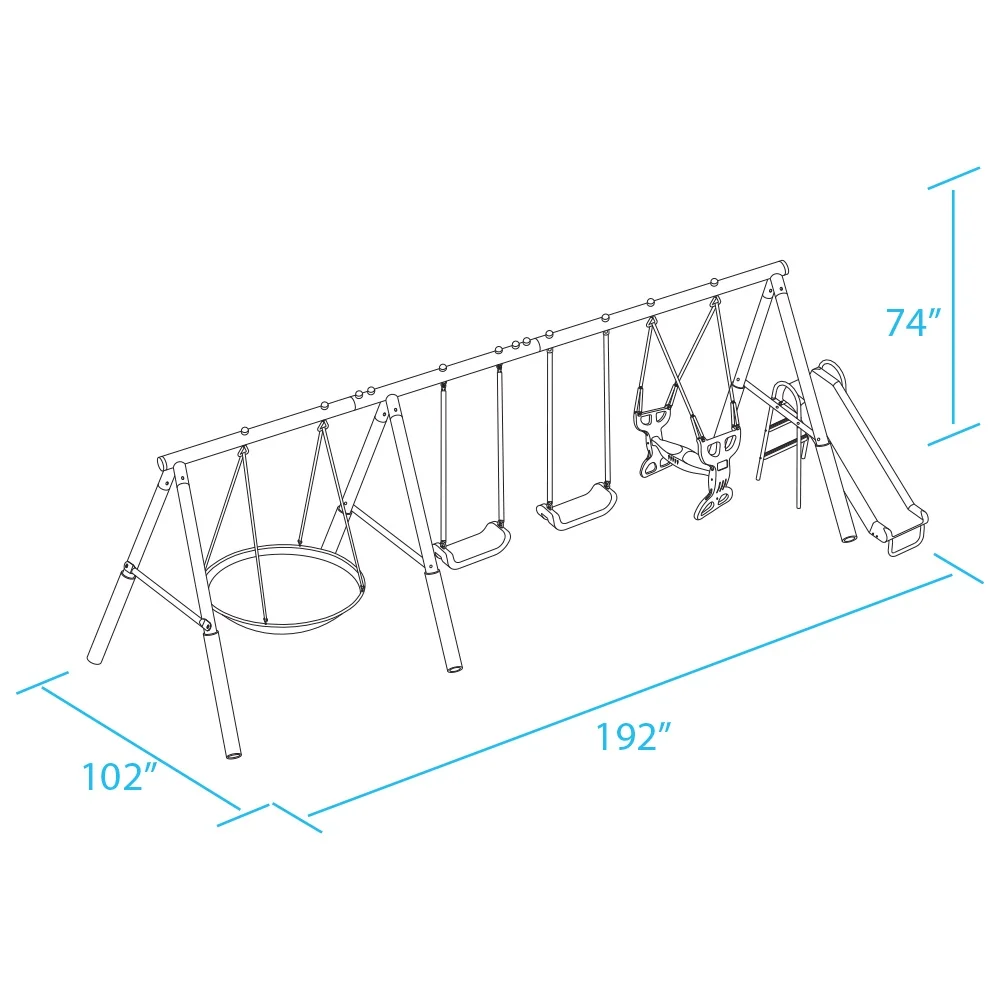 XDP Recreation All Star Playground Metal Swing Set for up to 7 Children - Image 12