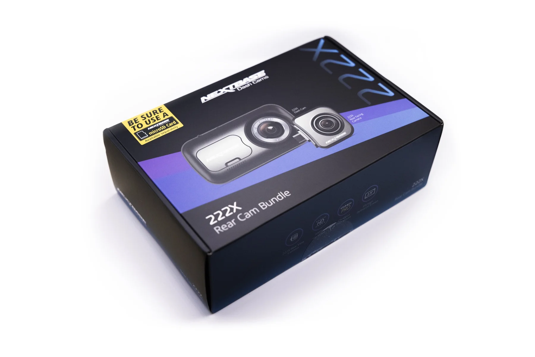Nextbase 222X Compact Dual Dash Cam Front & Rear 2.5" HD IPS Screen, 1080p Full HD, 6 Layer Lens, Black, 0.17 lbs assembled. - Image 2