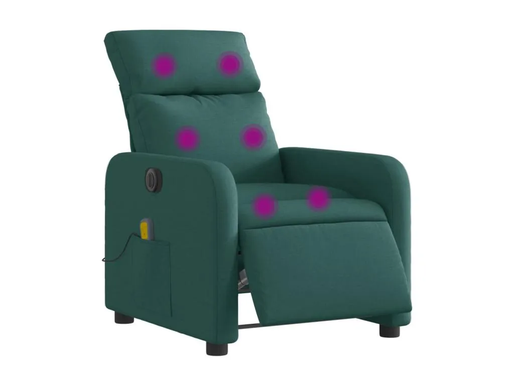 Sillón reclinable de masaje eléctrico tela verde oscuro