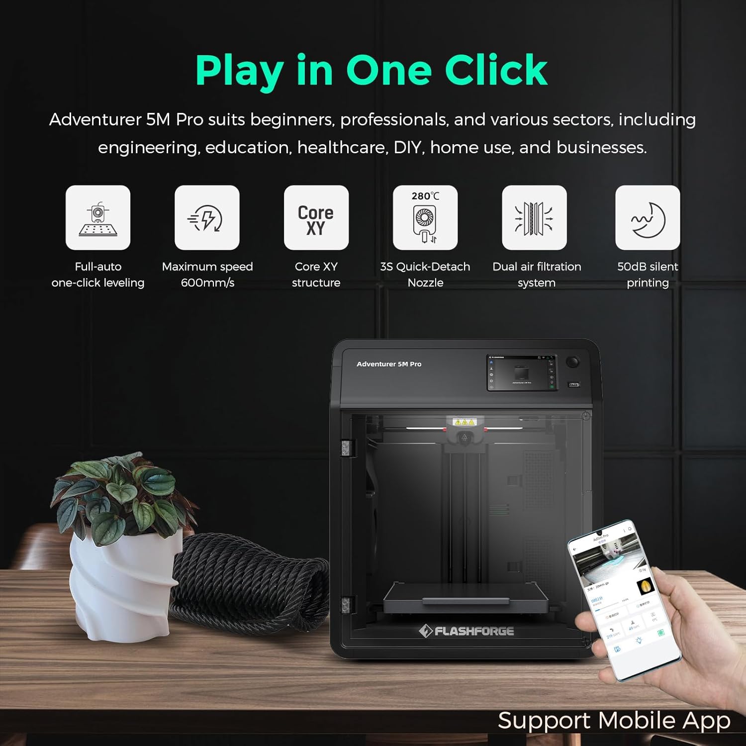 Adventurer 5M 3D Printer with Auto Leveling & High Speed