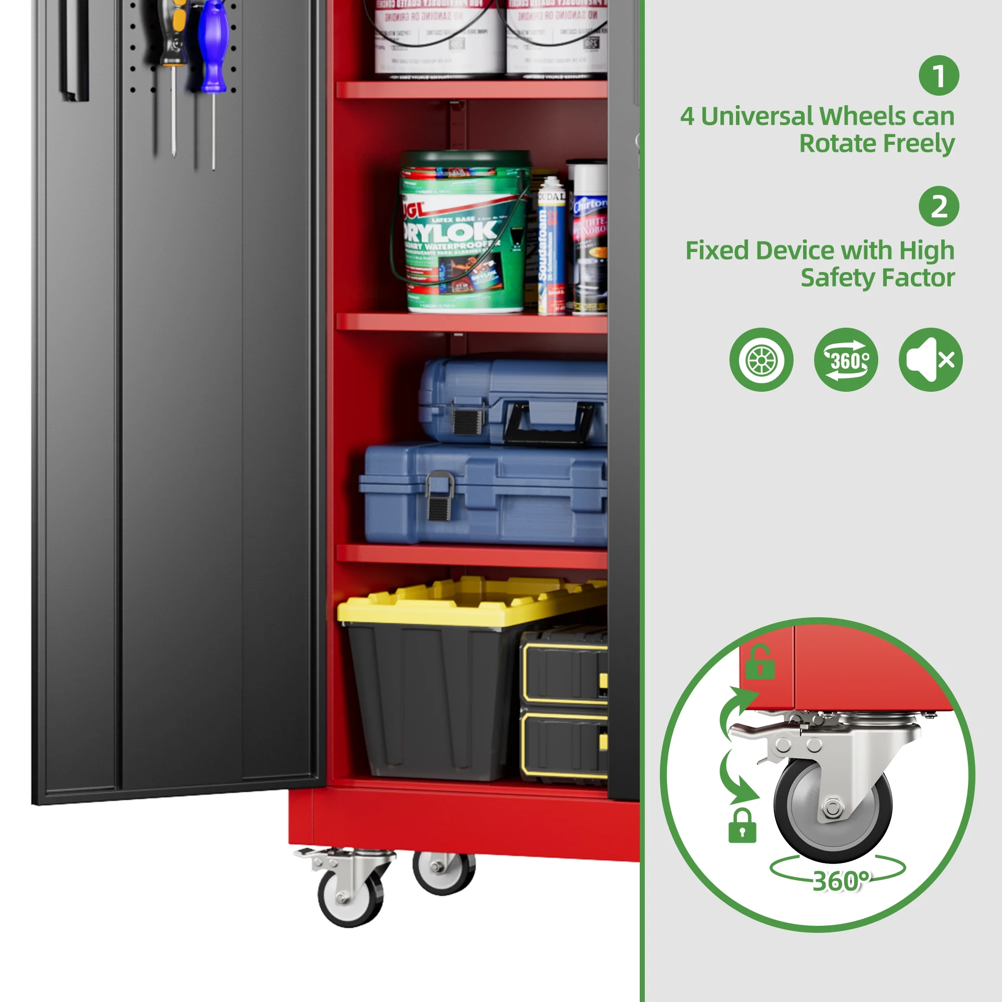 SUPEER Metal Rolling Storage Cabinets with Locking Doors and 5 Adjustable Shelves, Steel Garage Storage Cabinet for Garage, Office, Classroom, Assemble Required(Black) - Image 30