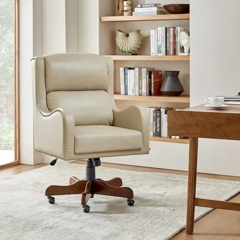 HULALA HOME Pete Adjustable Height Faux Leather Swivel Executive Chair with Tilt Mechanism