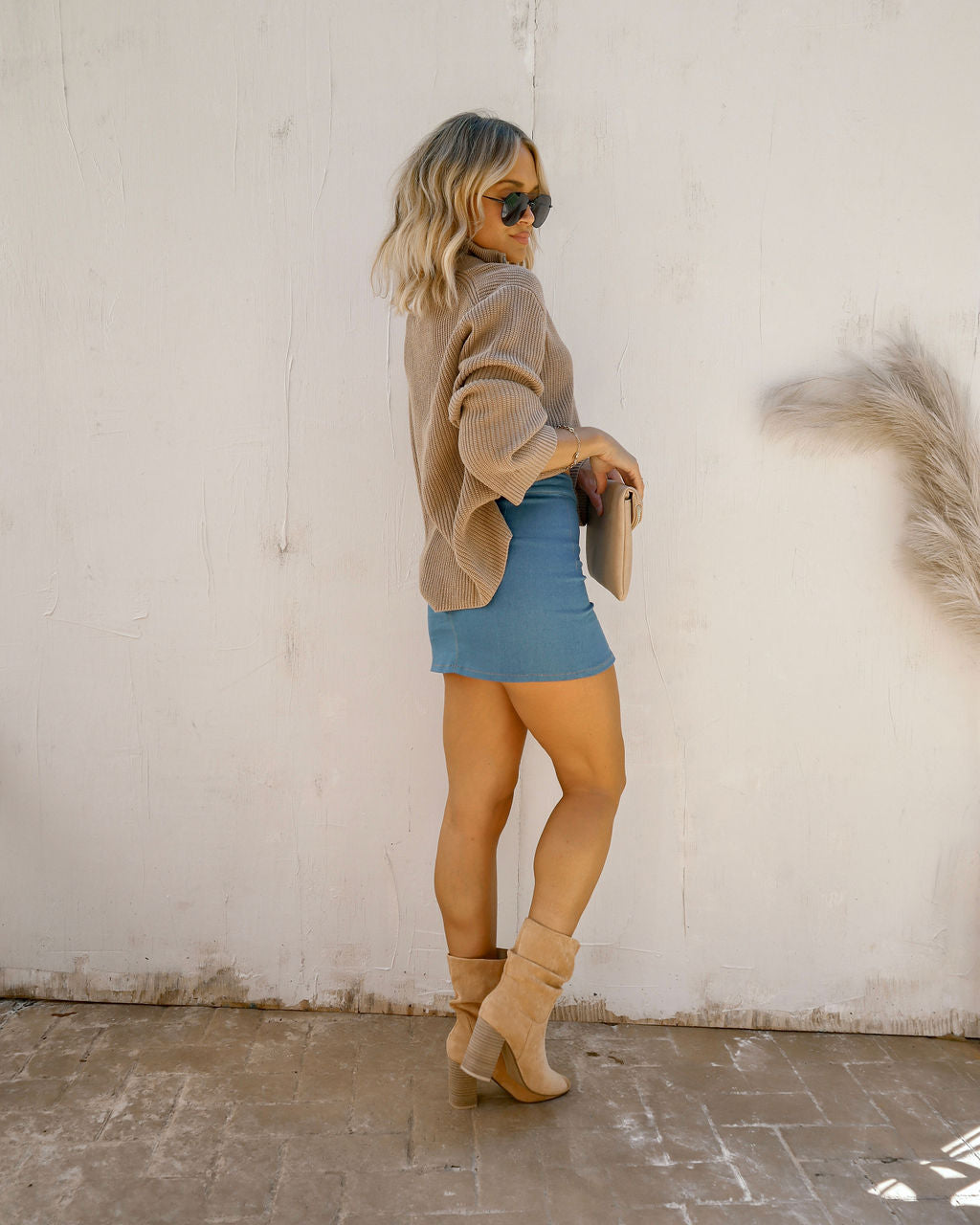 Sydney Cotton Knit Half Zip Pullover Sweater - Almond - Se7enfashion