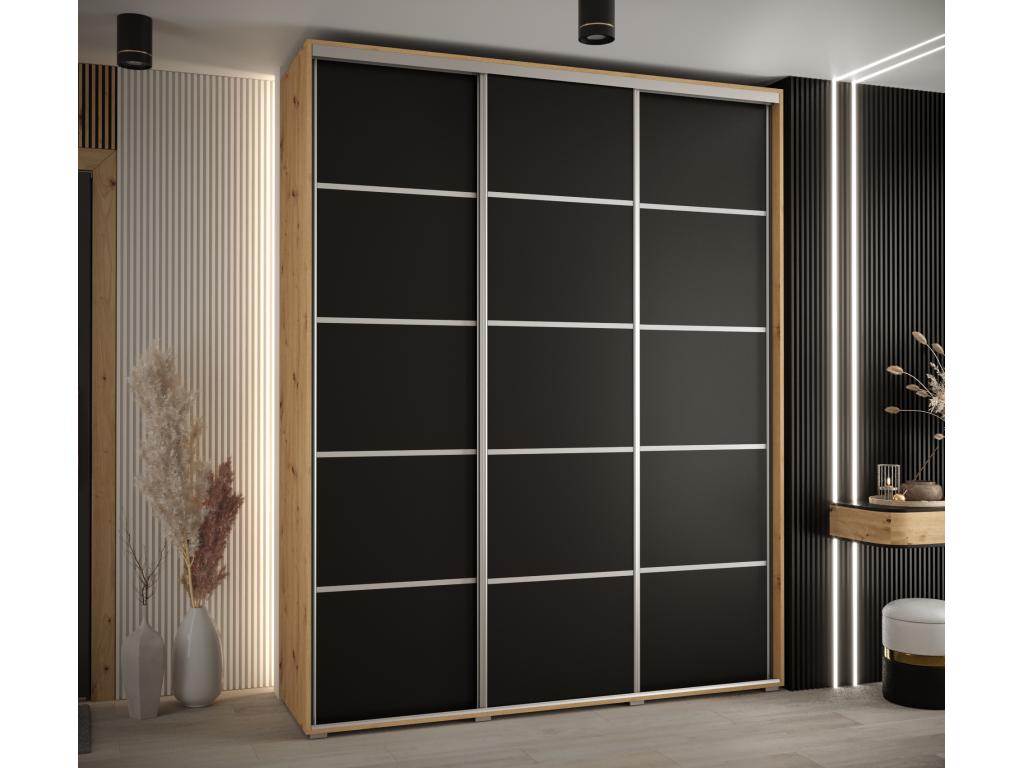 ARMARIO Nestleano 4 DE PUERTAS CORREDERAS 235 - 2/200/45 3 puertas Artisan/Negro/Plata