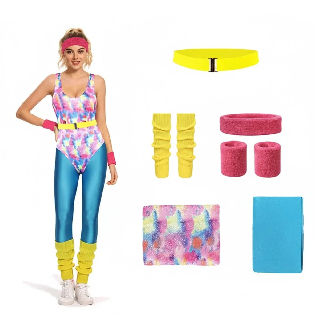 Halloween Costumes Girls Retro Fitness Outfit Set - Image 3 Halloween Costumes Girls Retro Fitness Outfit Set - Image 3