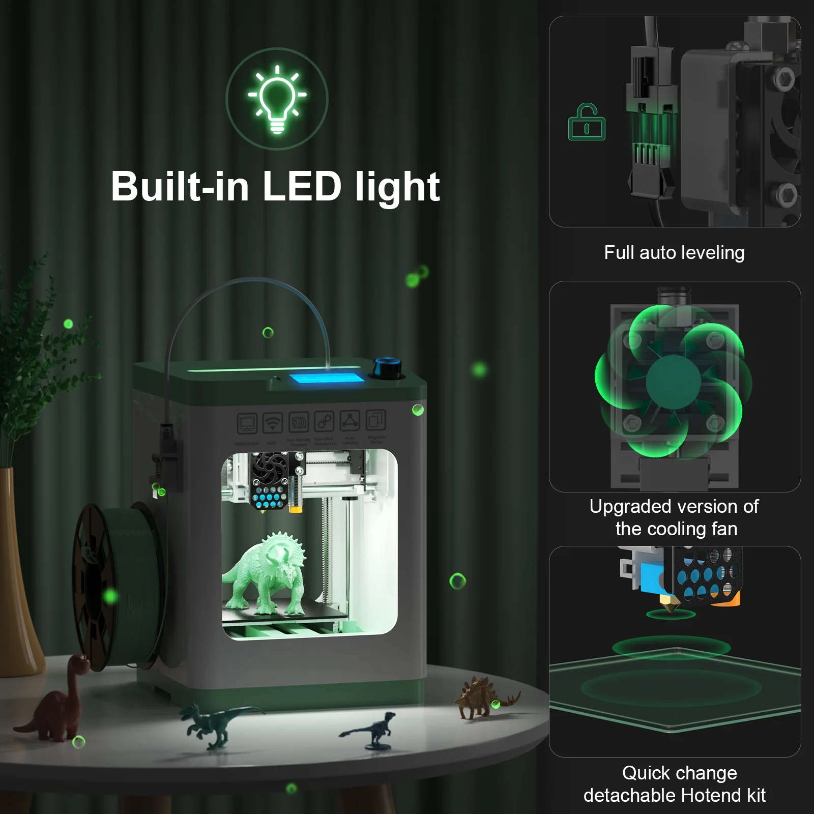 Tina2S 3D Printers with Wifi Control, Fully Assembled and Auto Leveling, Heated Plateform and LED Light, Priting Area 3.9x4.2x3.9 inches - Image 3