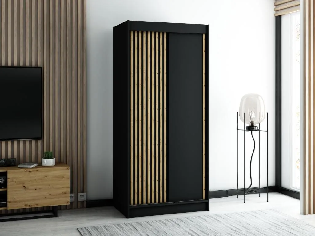 ARMARIO Patriciabaezcasa DE PUERTAS CORREDERAS 200/100/62 2 puertas (negro/negro/artisan)