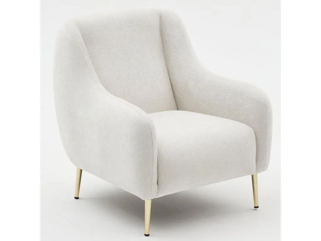 Sillón Nidovia 308 color marrón claro, 77x70x70 cm, tapizado, patas de metal. hqx1265773