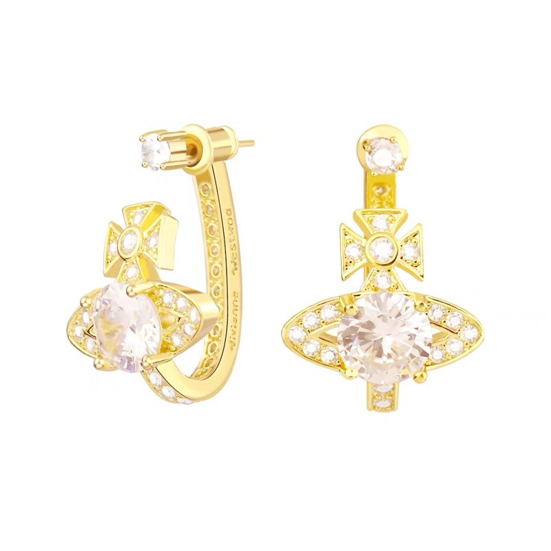 Vivienne Westwood Pink White Diamond Saturn Earrings - Original Replica Club