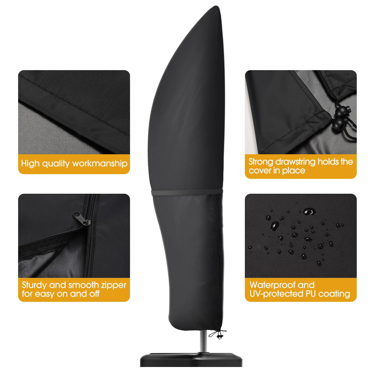 Homitt Patio Umbrella Cover, Cantilever Outdoor Umbrellas Cover, for 7ft to 11ft Offset Market Durable Umbrella Cover, Parasol Waterproof Umbrellas Cover with Zipper - Image 2