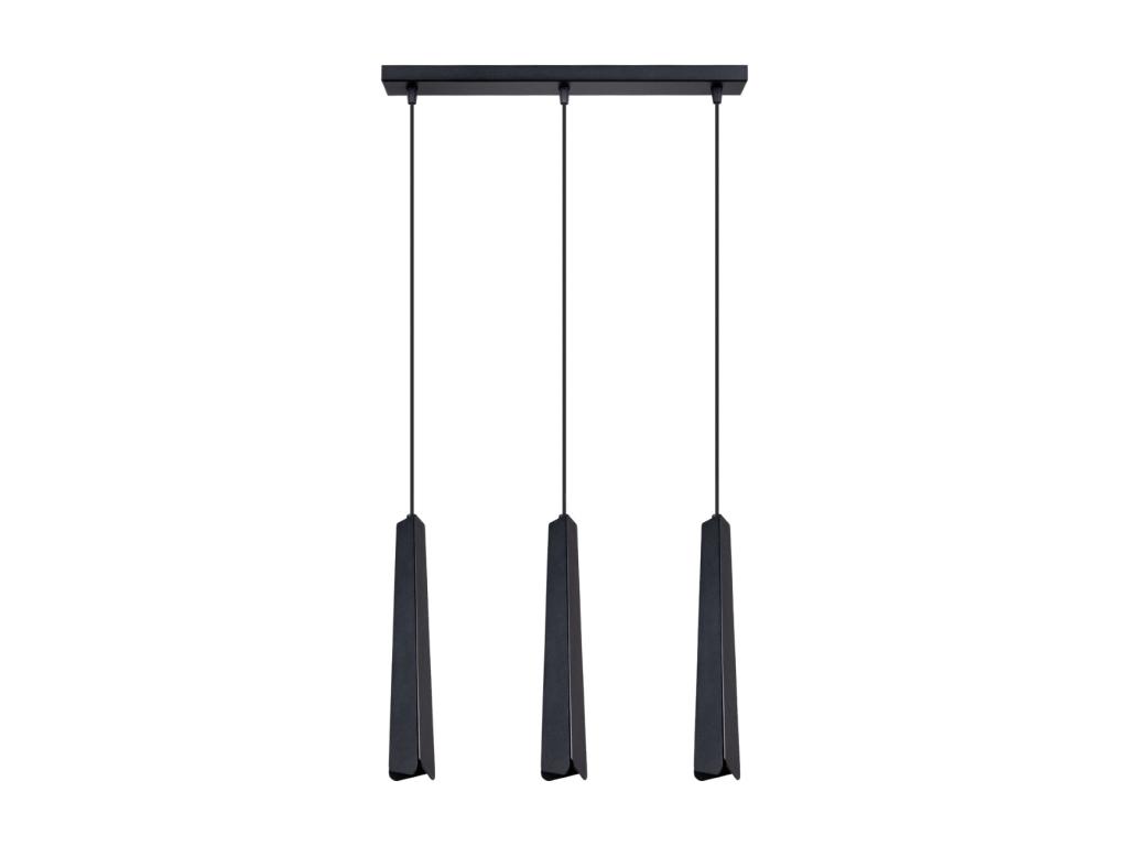 Lámparas colgantes Prysm escandinavo de acero - 3 fuentes luminosas - L.45 x A.120 cm - negro