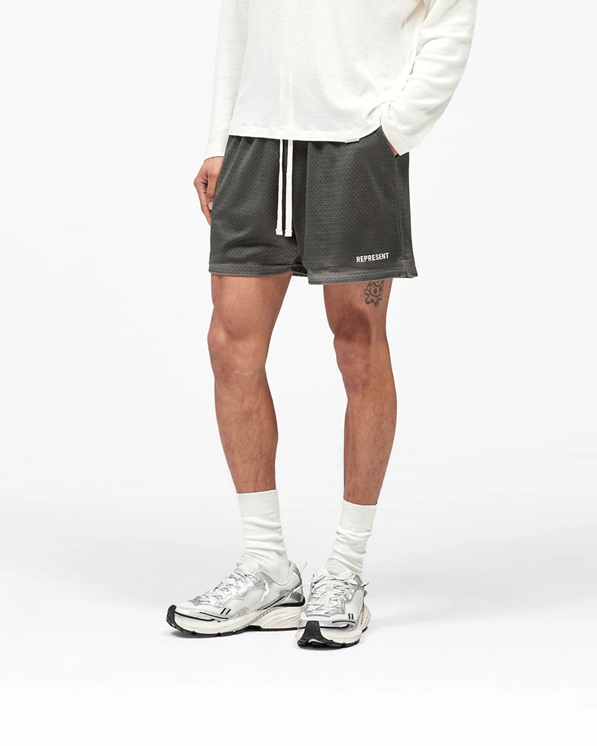Washed Mesh Shorts - Vintage Grey