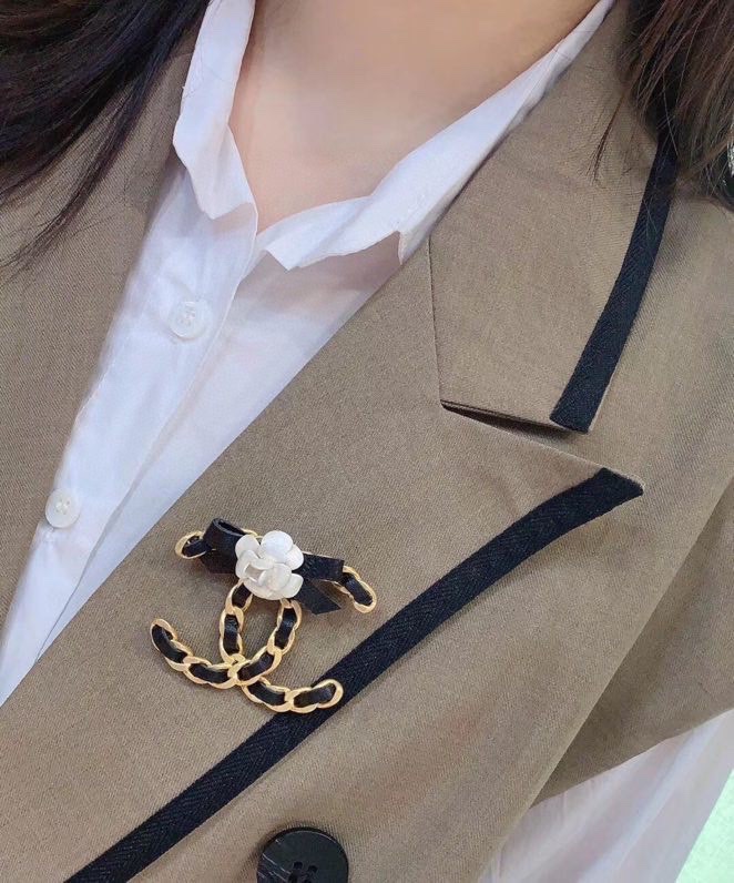 Vintage Chanel Camellia Leather Brooch - Original Replica Club