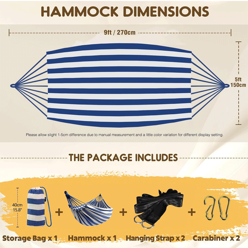 Canvas Hammock Portable Ultralight Outdoor Camping Hiking 65% Cotton 35% Polyester Canvas Hammock